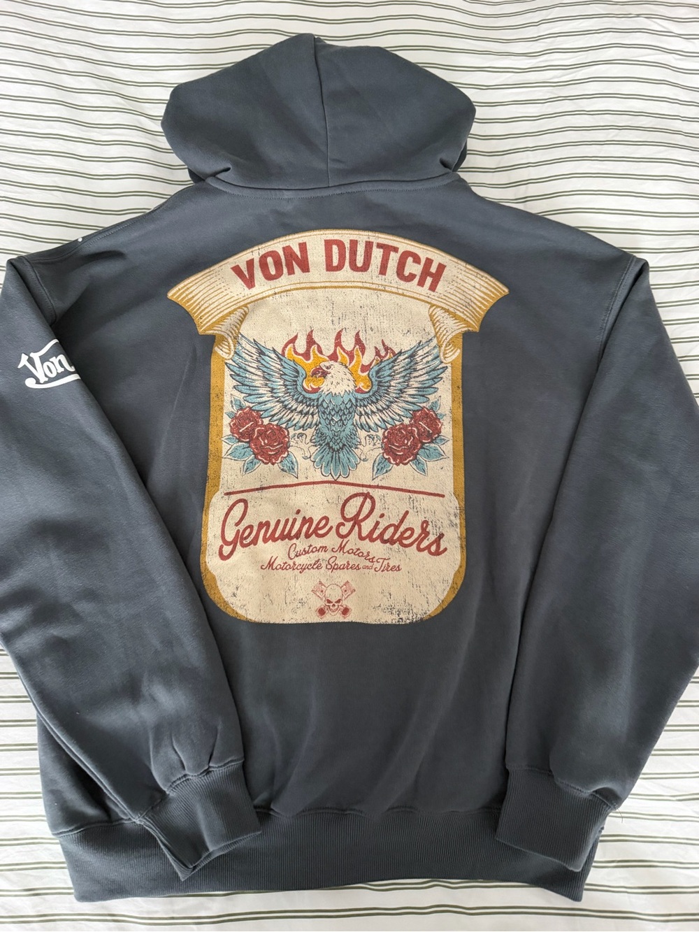 Von Dutch Charcoal Gray Zip-Up Hoodie with Vintage Graphic